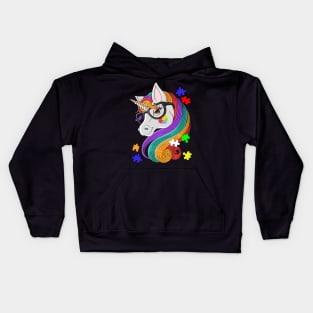 Beautiful Unicorn Glasses Autism Proud Kids Hoodie